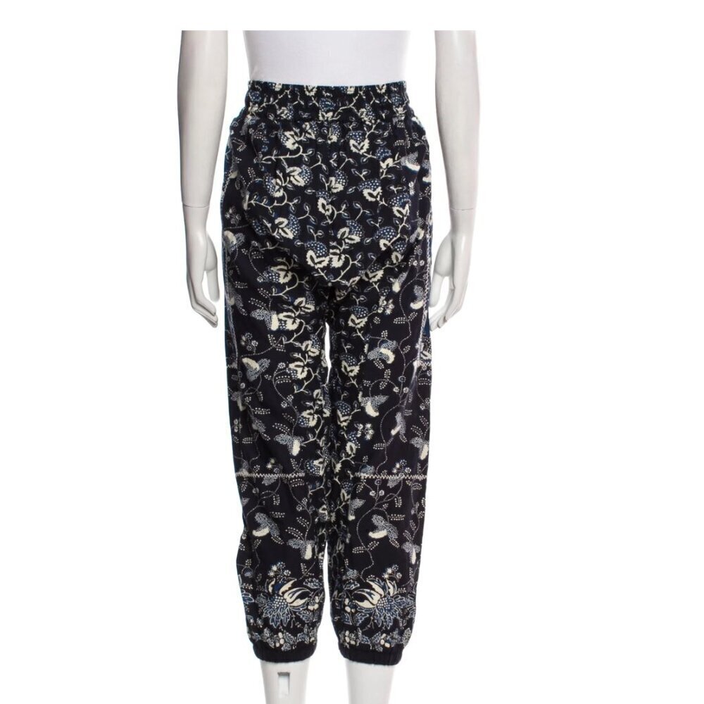 Ulla Johnson Suki Jogger Slouchy Pants Floral Cotton Stretch Navy Blue Size 6